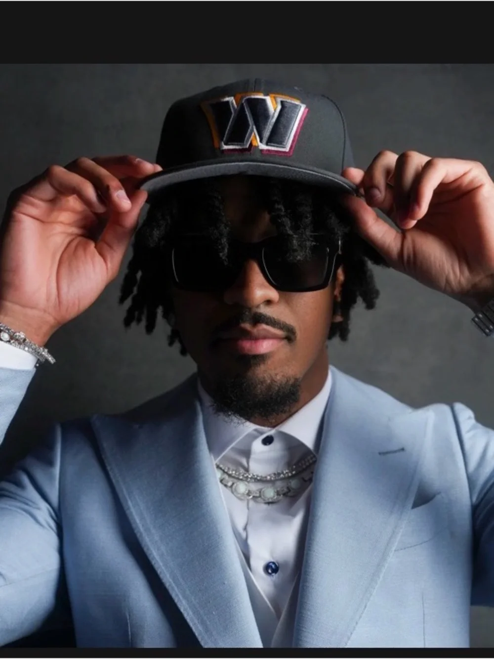New Era Washington Commanders Hat NFL Draft 9Ffity Snapback Graphite Side Patch